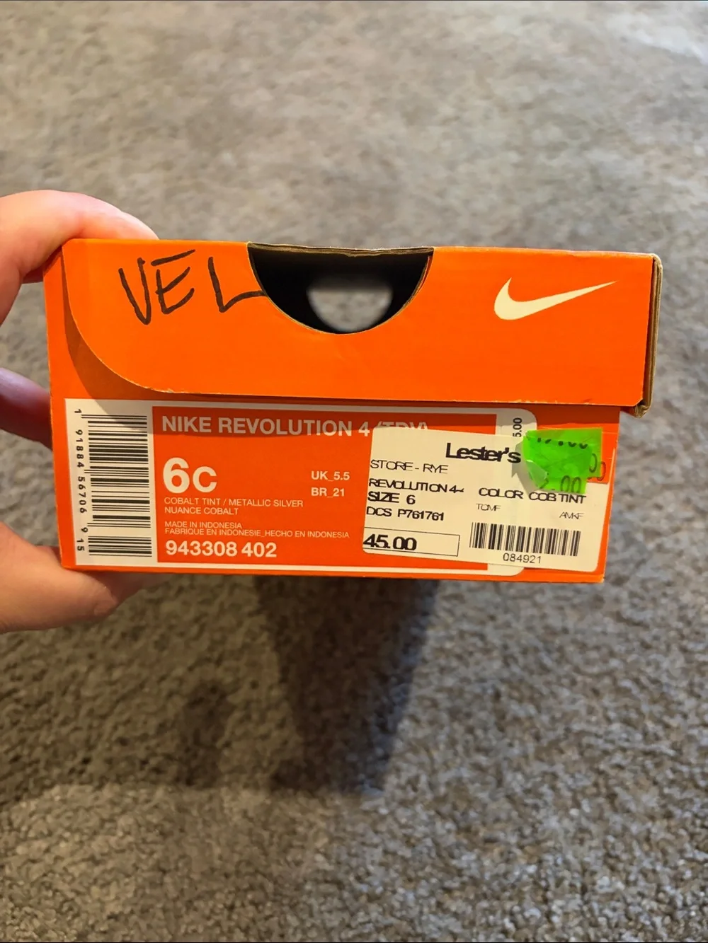 NEW in Box Nike Kids Sky Blue and White Velcro Athletic Sneakers 6c